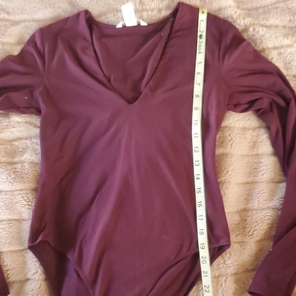 Women's Long Sleeve V-Neck Bodysuit - Purple - Picture 4 of 7